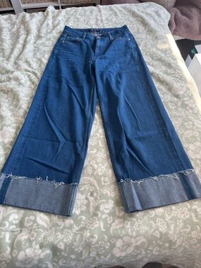 Joe Fresh Wide Leg Frayed Hem Women’s Jeans - Blue